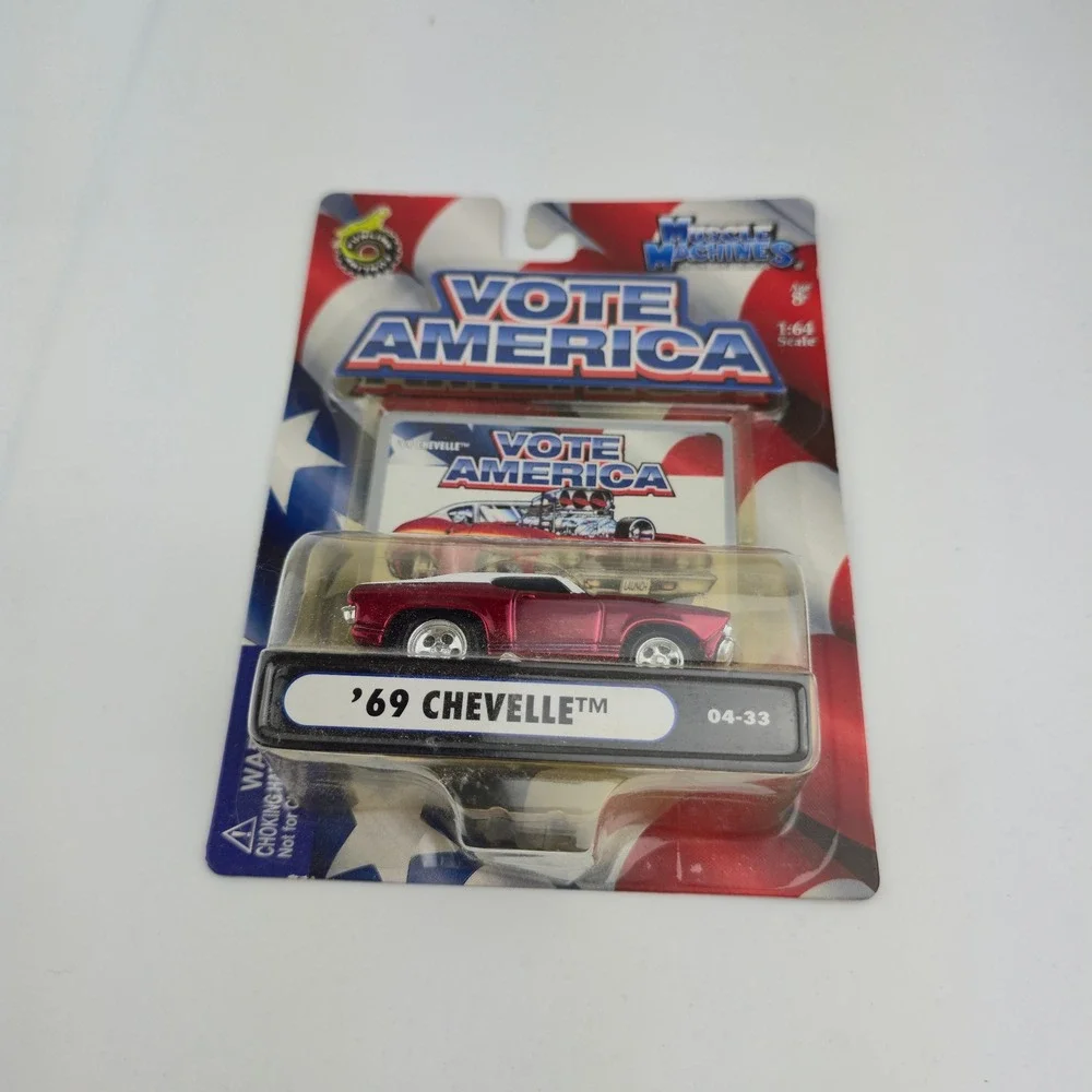 Vtg Muscle Machines 69 Chevelle Vote America 1:64 Red White 04-33 Diecast Car